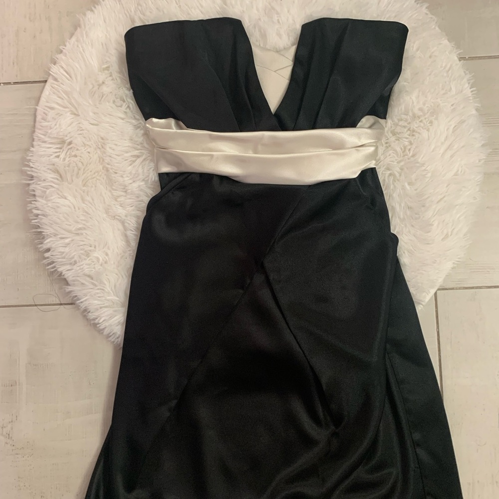 Elegant Black and White Dress Strapless Dress